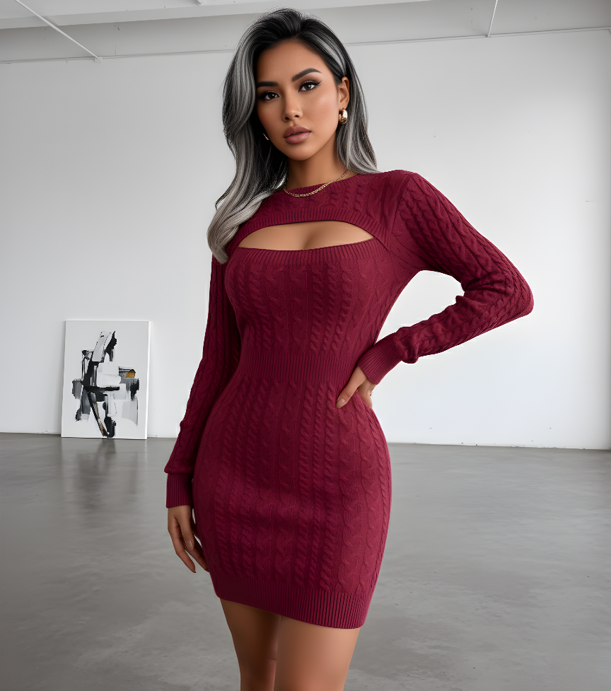 The 'Cozy-Chic' Cut-Out Knit Mini Dress