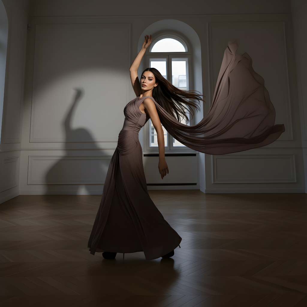 Robe longue drapée « ère des déesses »