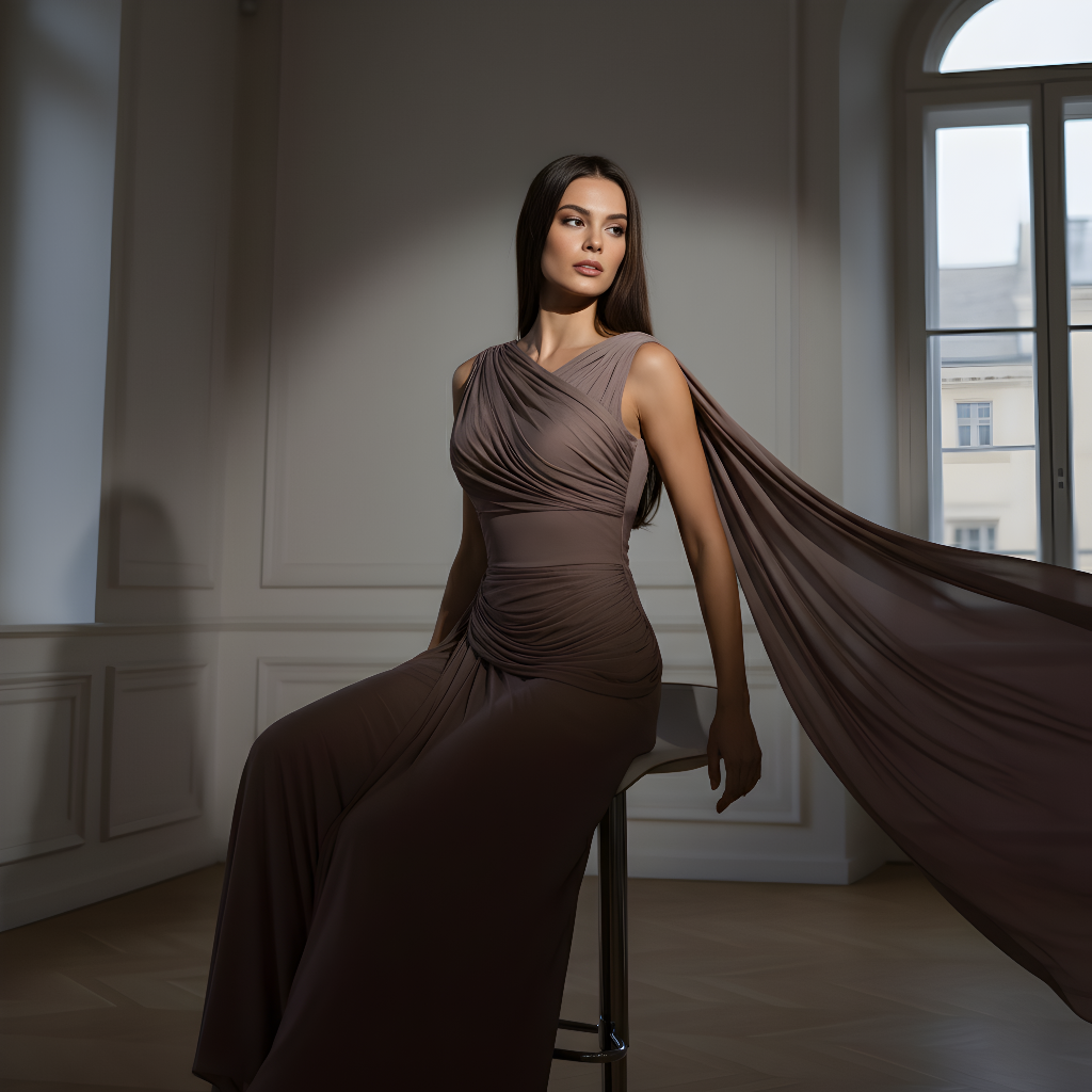 Robe longue drapée « ère des déesses »