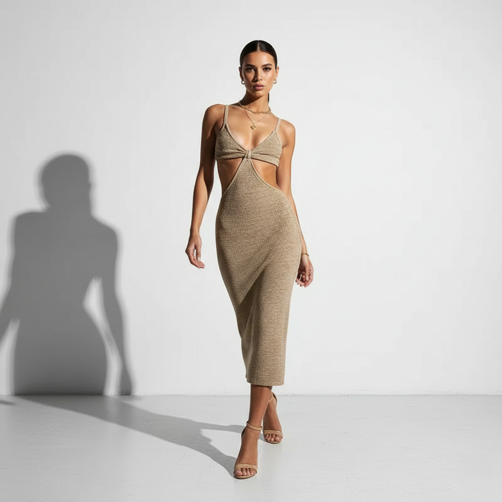 The 'Golden Hour' Knit Cut-Out Maxi Dress