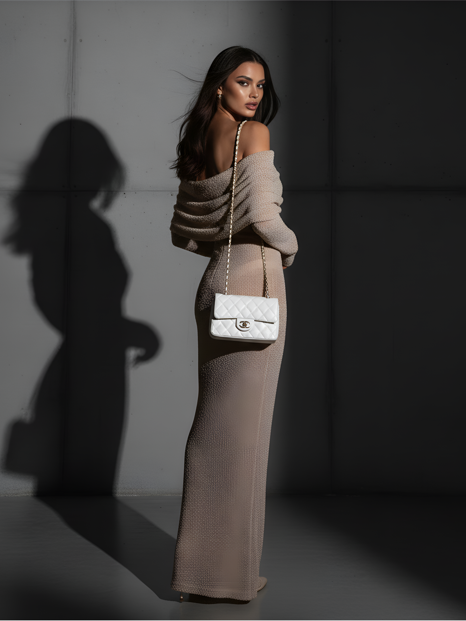 Luxe Textured Off-Shoulder Maxi Dress