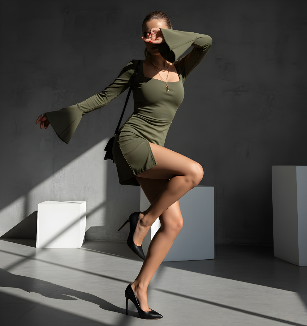 The 'Muse' Bell Sleeve Mini Dress