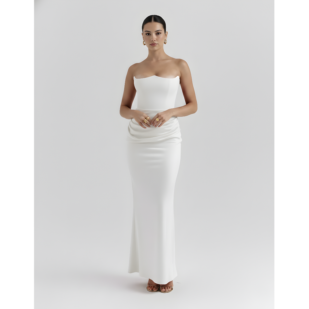 Sculpted Corset Draped Evening Gown