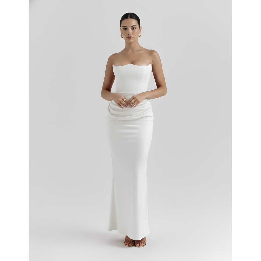 Sculpted Corset Draped Evening Gown