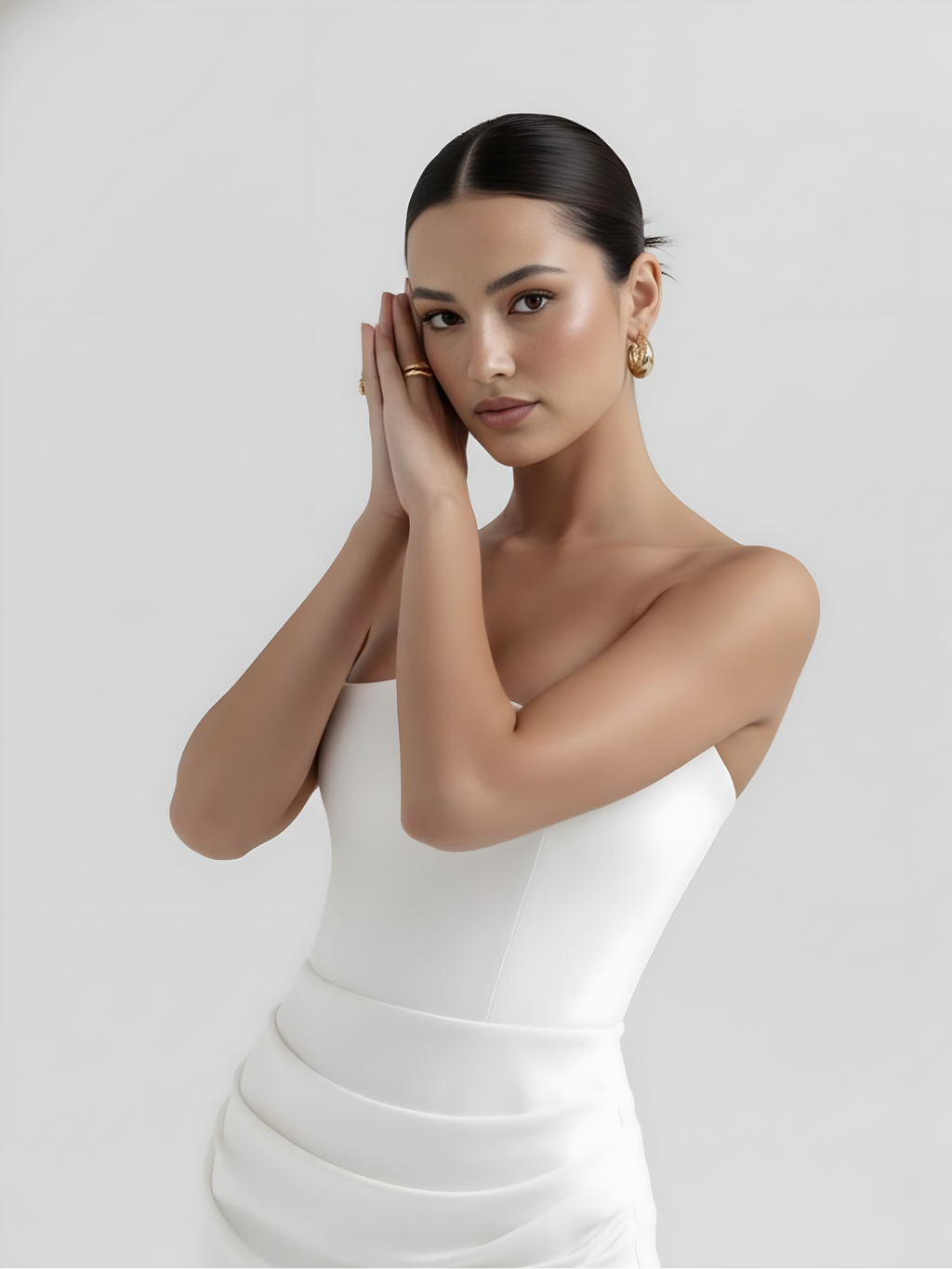 Sculpted Corset Draped Evening Gown