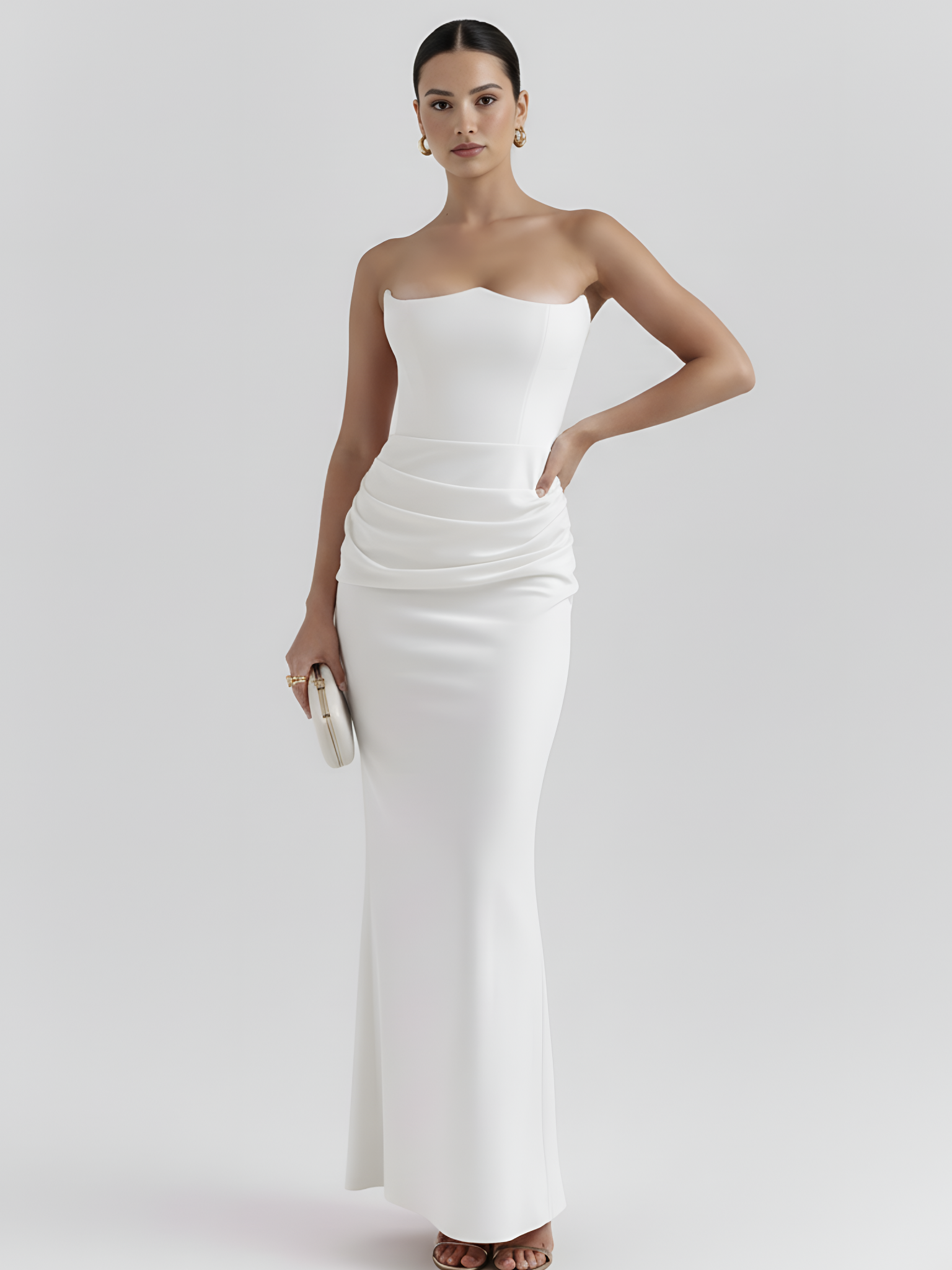 Sculpted Corset Draped Evening Gown