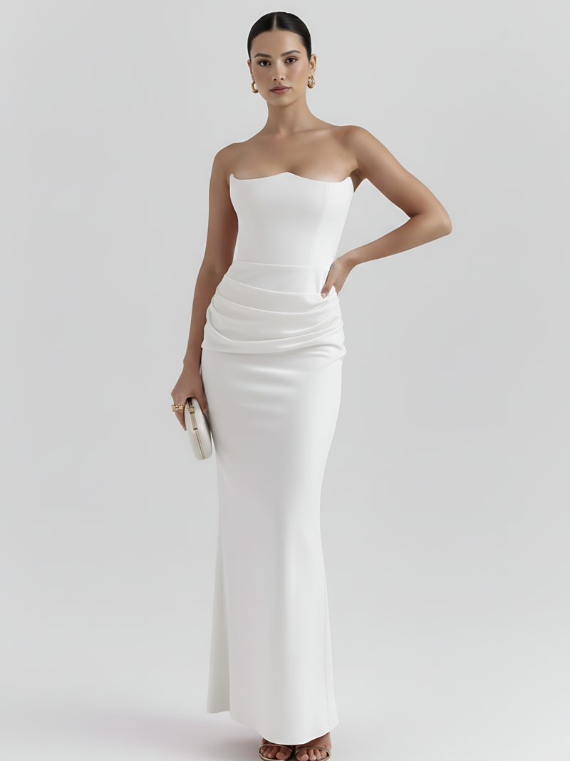 Sculpted Corset Draped Evening Gown