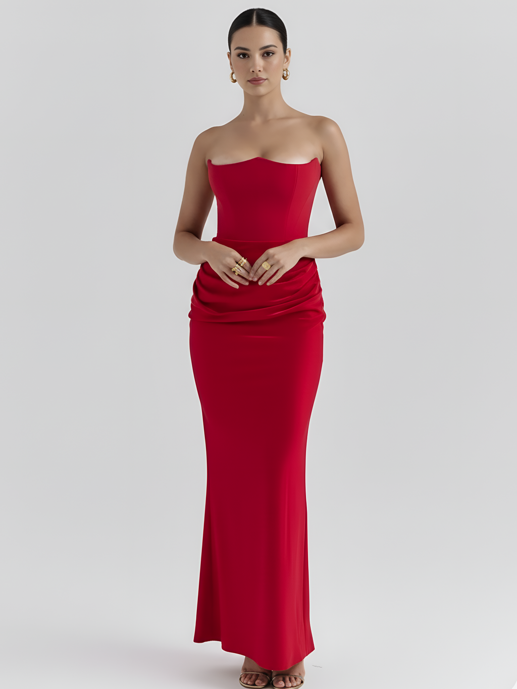 Sculpted Corset Draped Evening Gown