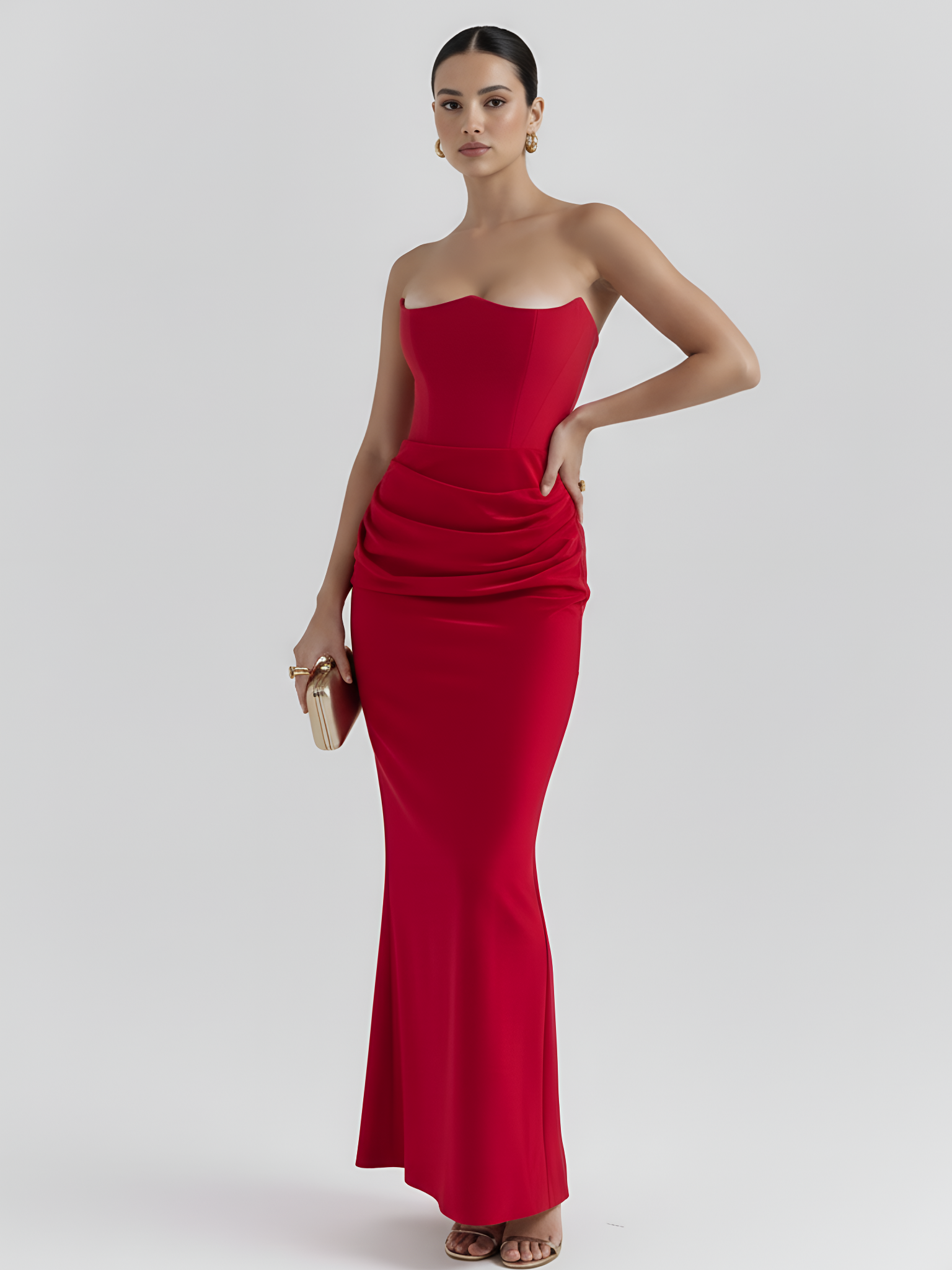 Sculpted Corset Draped Evening Gown