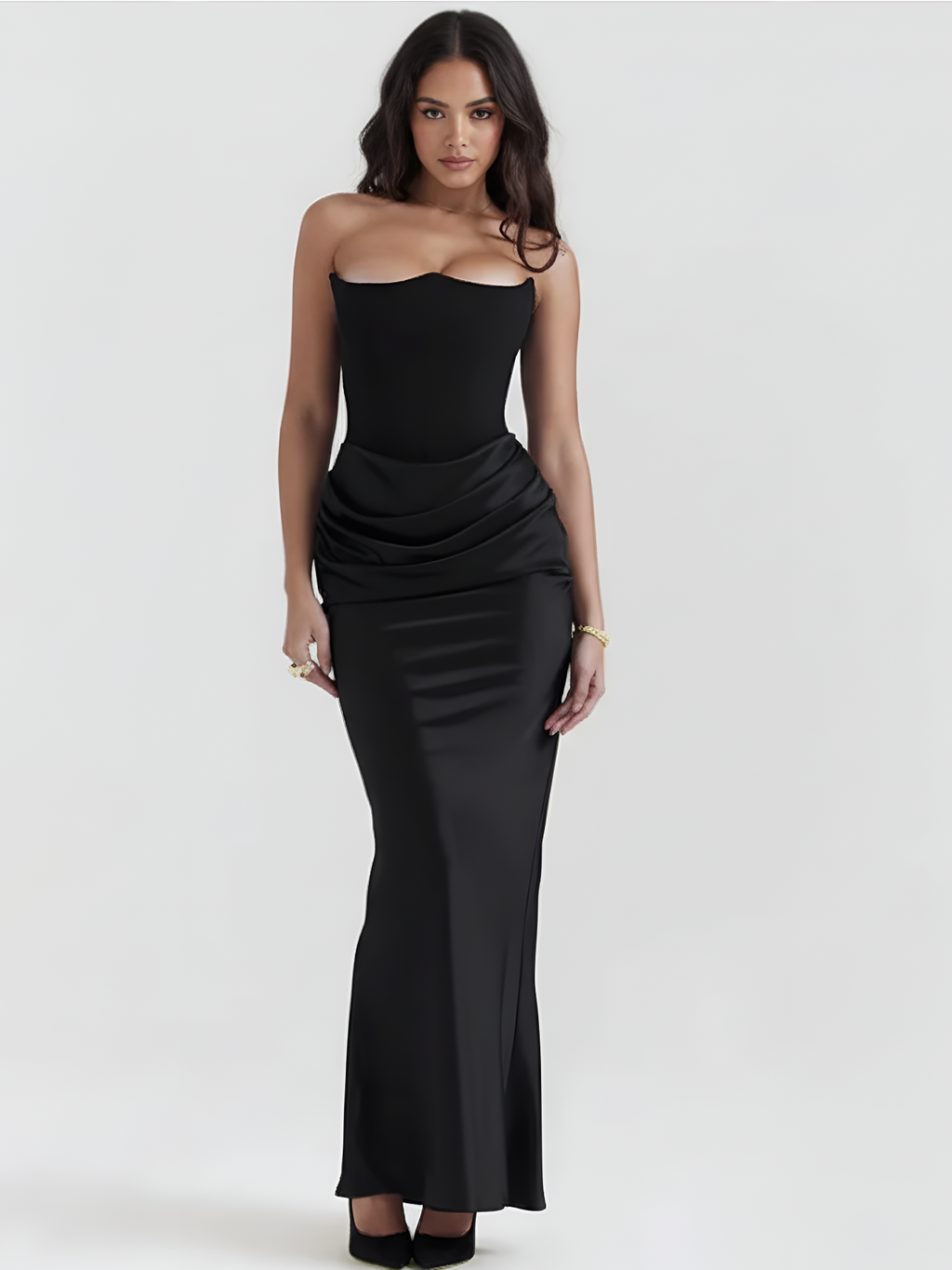 Sculpted Corset Draped Evening Gown