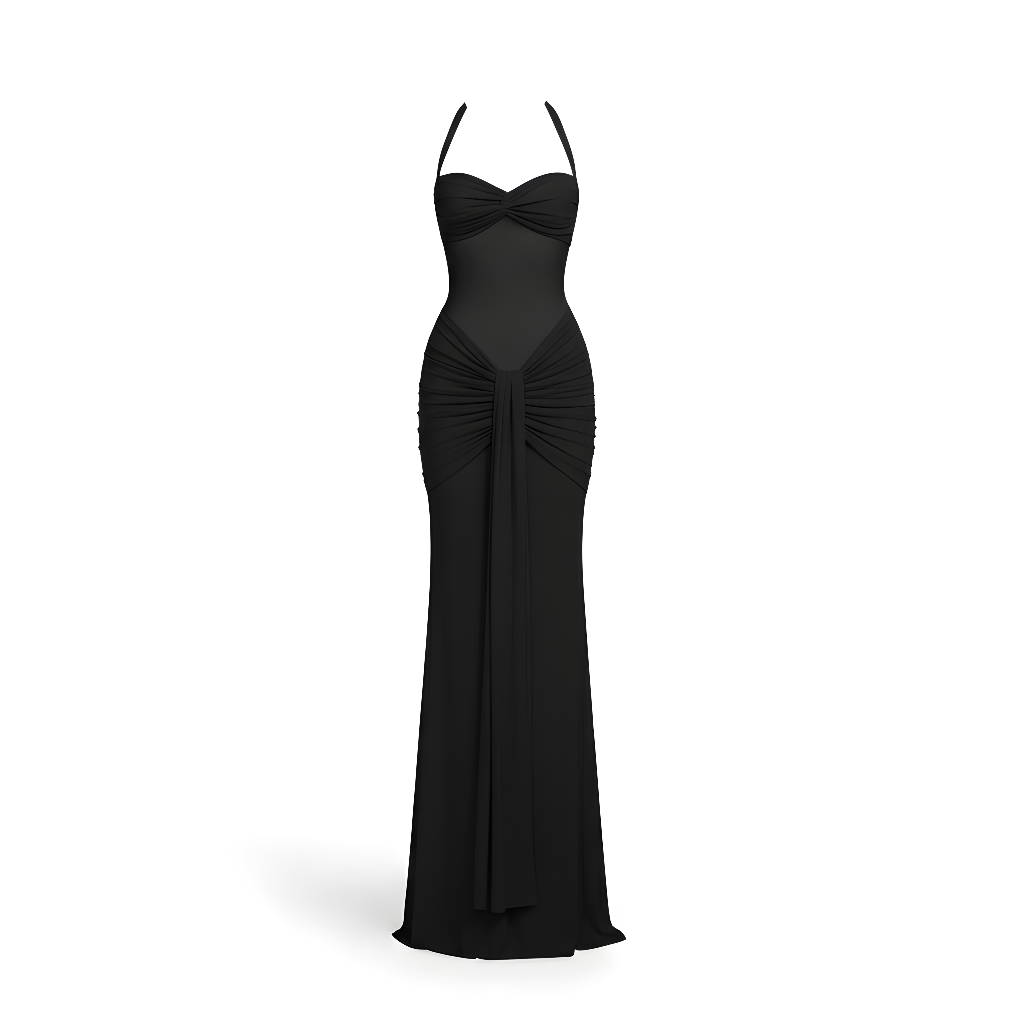 The "Goddess Energy" Halter Ruched Gown
