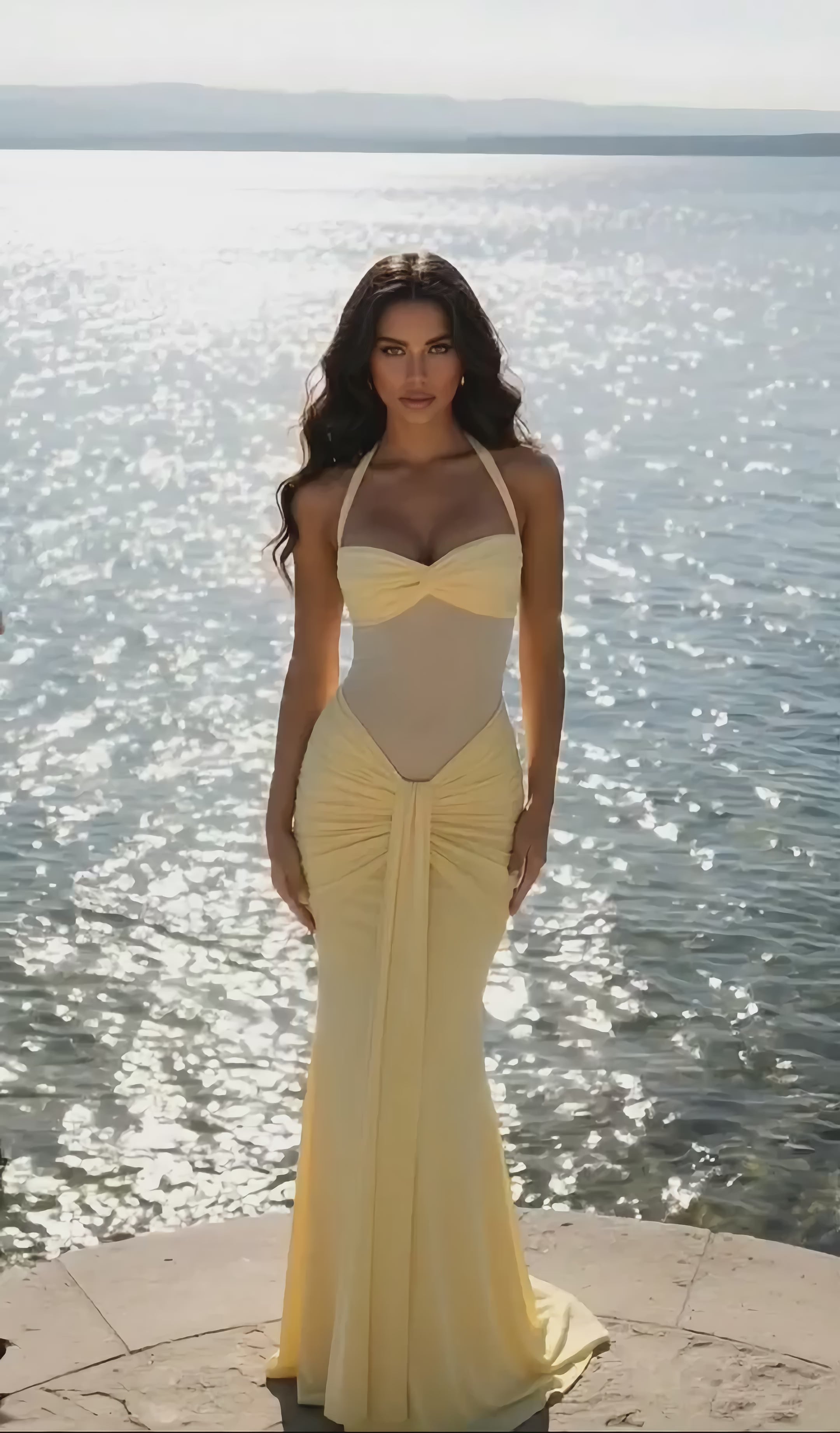 The "Goddess Energy" Halter Ruched Gown